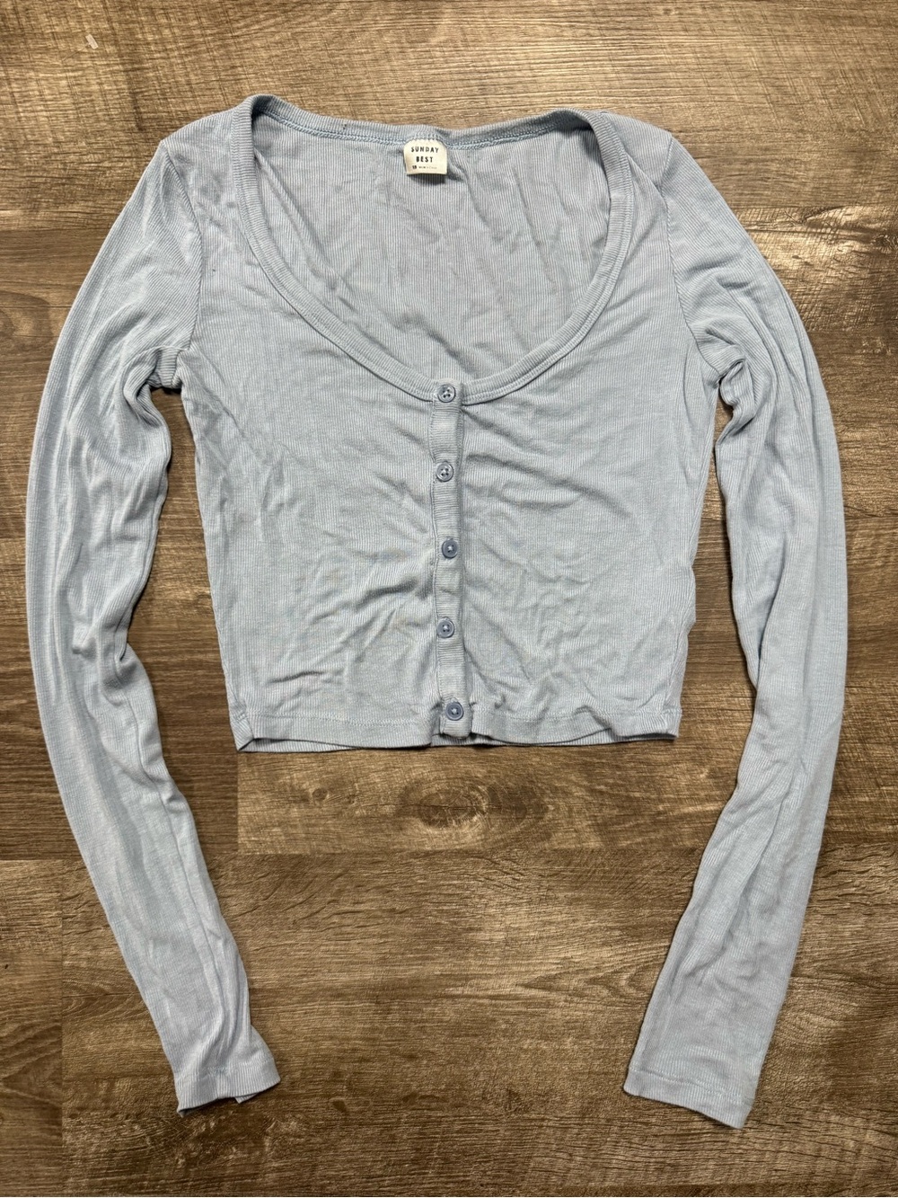 Sunday Best Aritzia Light Blue Ribbed Long Sleeve XS